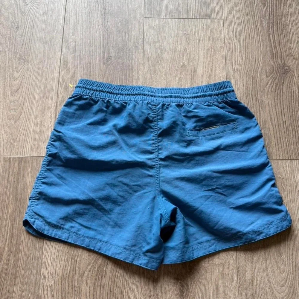 Vintage‎ Raya Sun Nylon Beach Shorts Blue Elastic Waist Swim Medium